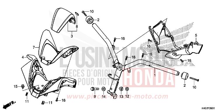 STEERING HANDLE/HANDLE COVER (NSS125ADK) for Forza 125 MAT CARNELIAN RED METALLIC (R384) from 2020